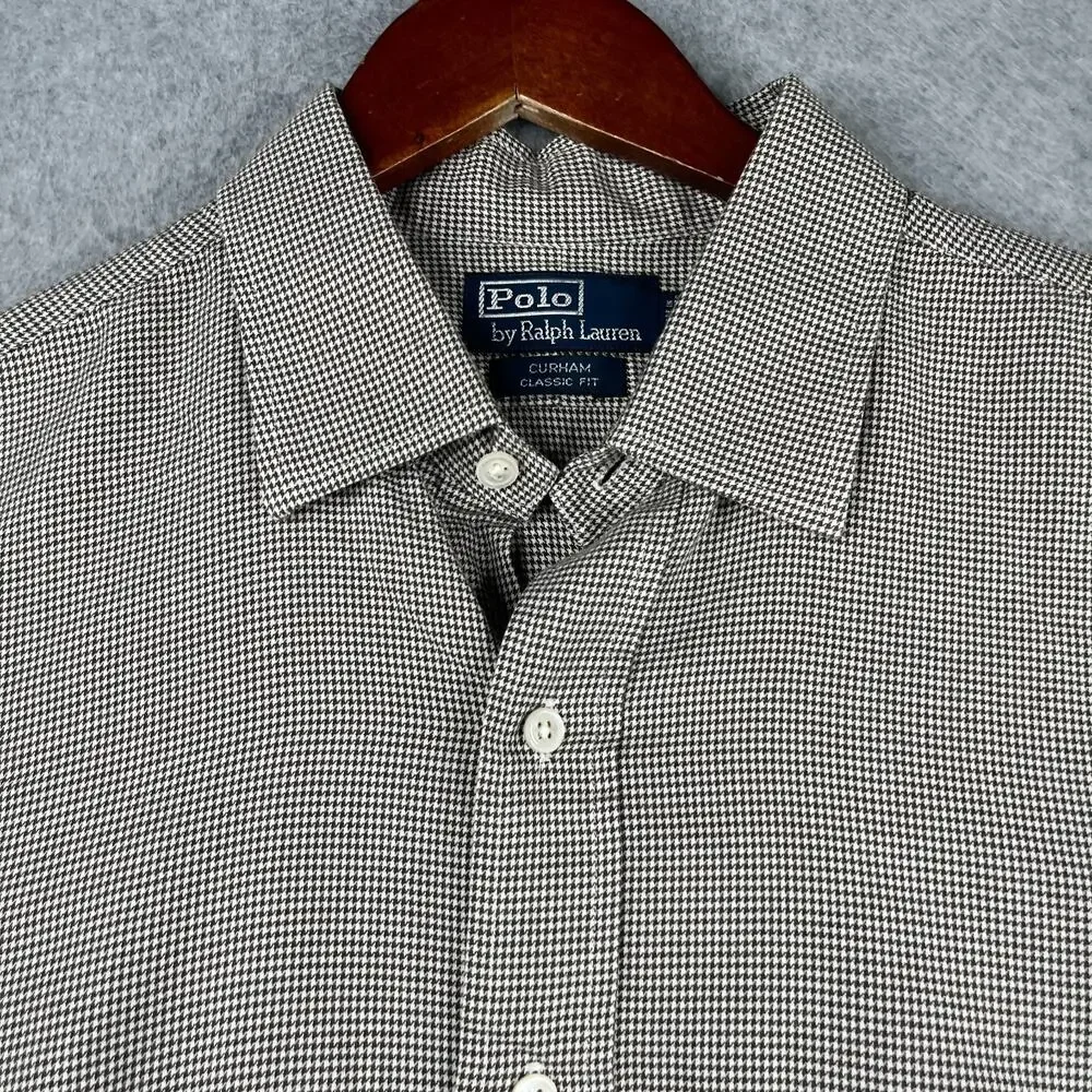Polo Ralph Lauren Curham Classic Fit Shirt Houndstooth Button Up Long Sleeve XL